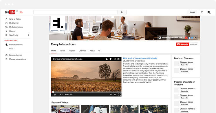 YouTube Channel GUI PSD Template | Every Interaction