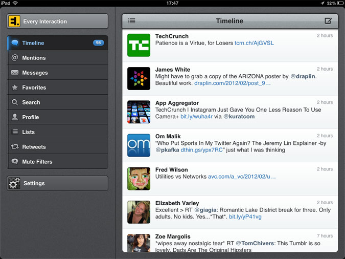 Tweetbot iPad app UI