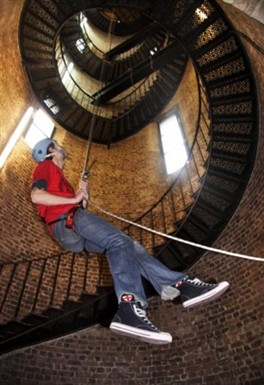 Castle climbing centre abseil