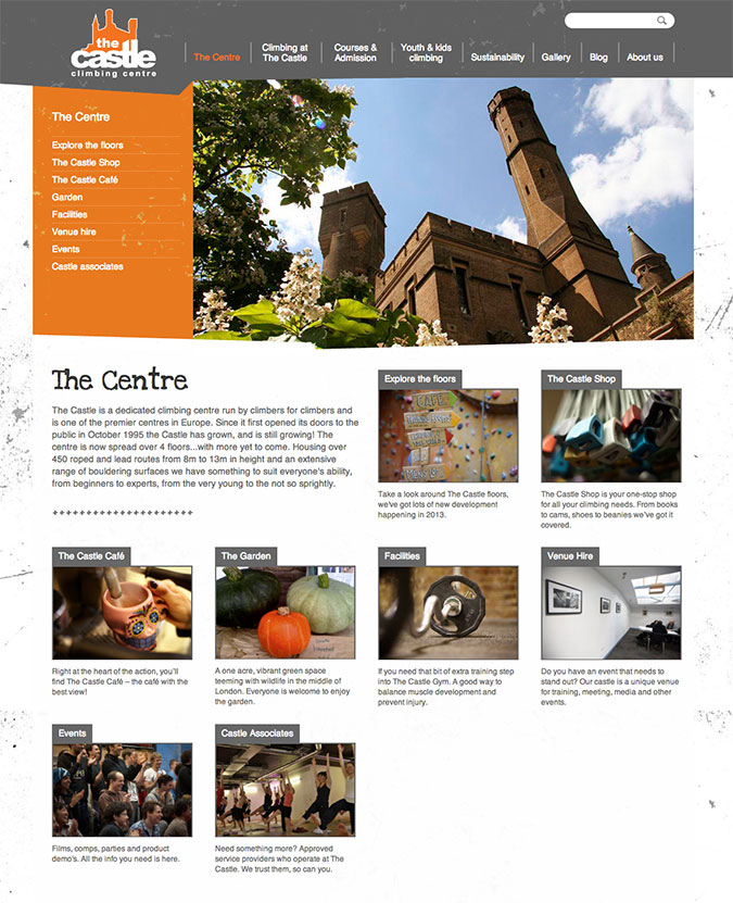 Castle climbing centre homepage