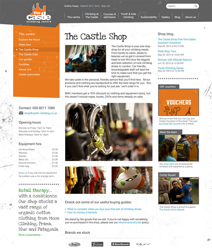 Castle climbing centre shop