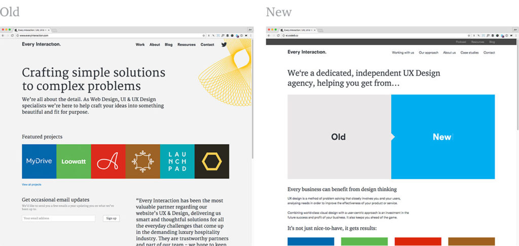 Old website design to new