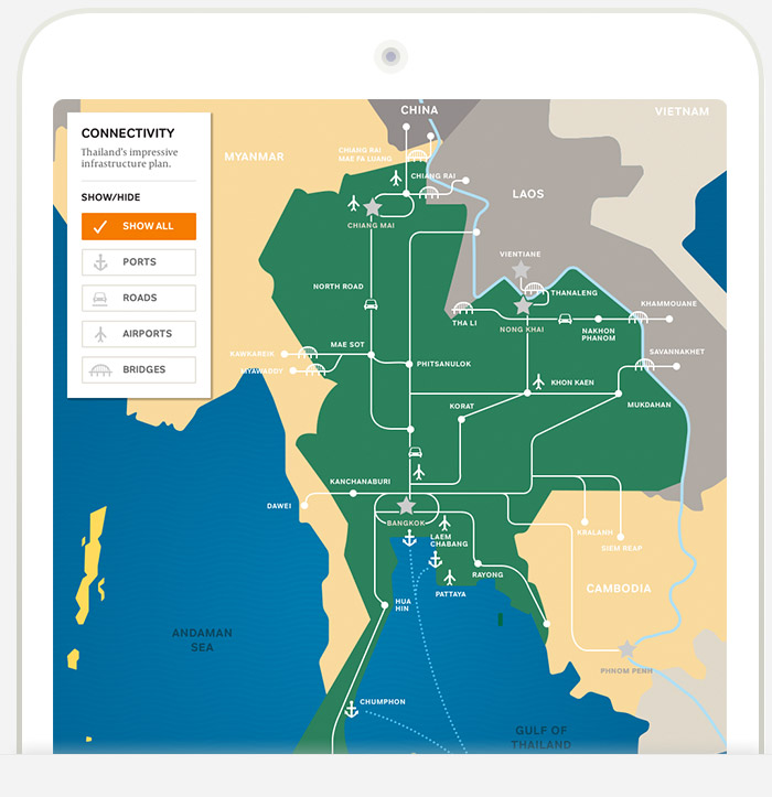 Modern Thailand infrastructure map iPad