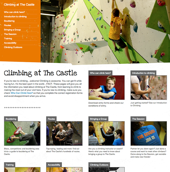 Castle Climbing website