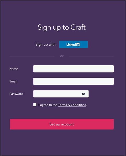 Craft Signup Page