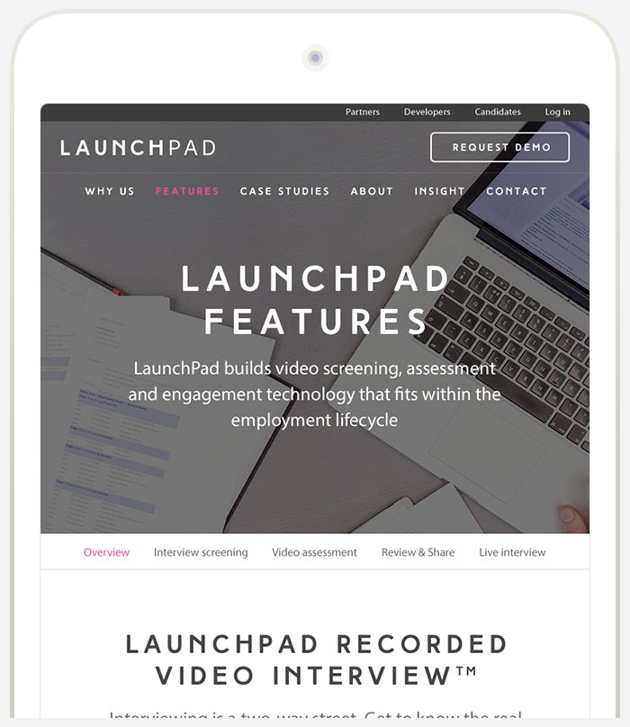 LaunchPad Recruits iPad Responsive Website