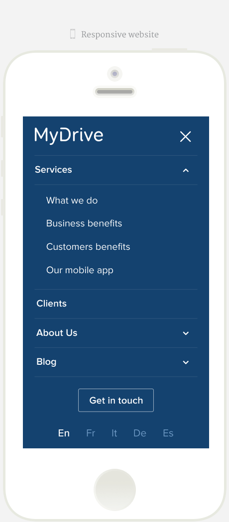 MyDrive Mobile Responsive Menu