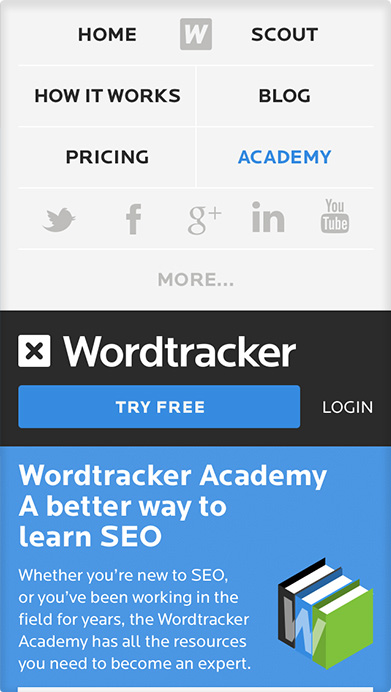 Wordtracker Responsive navigation