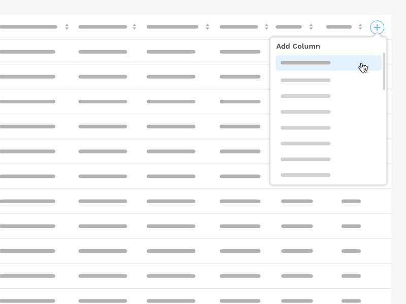 Allow user to add a column to a table - customise