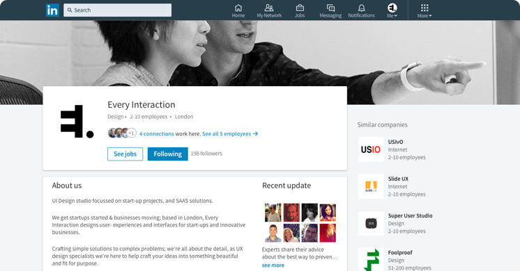 Download LinkedIn Company page 2017 GUI PSD/Sketch - Every Interaction